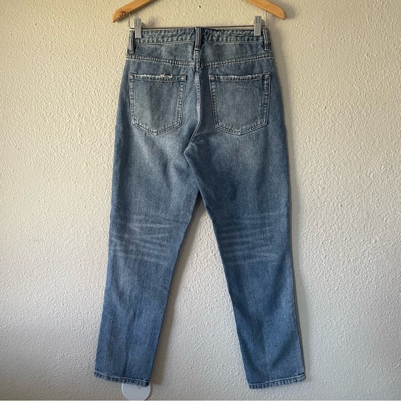 Vervet Jeans Womens 26 Blue Medium Wash Denim Mid Rise Tapered Distressed Ripped - Picture 7 of 12